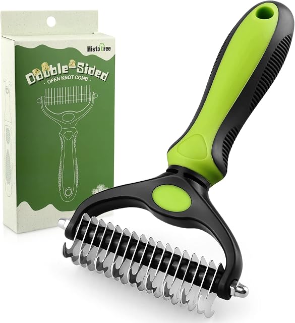 Dog Brush Cat Brush, YETEE Dog Grooming Brush Undercoat Rake Dog, Effectively Removes Loose Undercoat Dog Brushes for Grooming, Dog Brushes for Shedding , Cat Brushes for Long Haired Cats (Green)