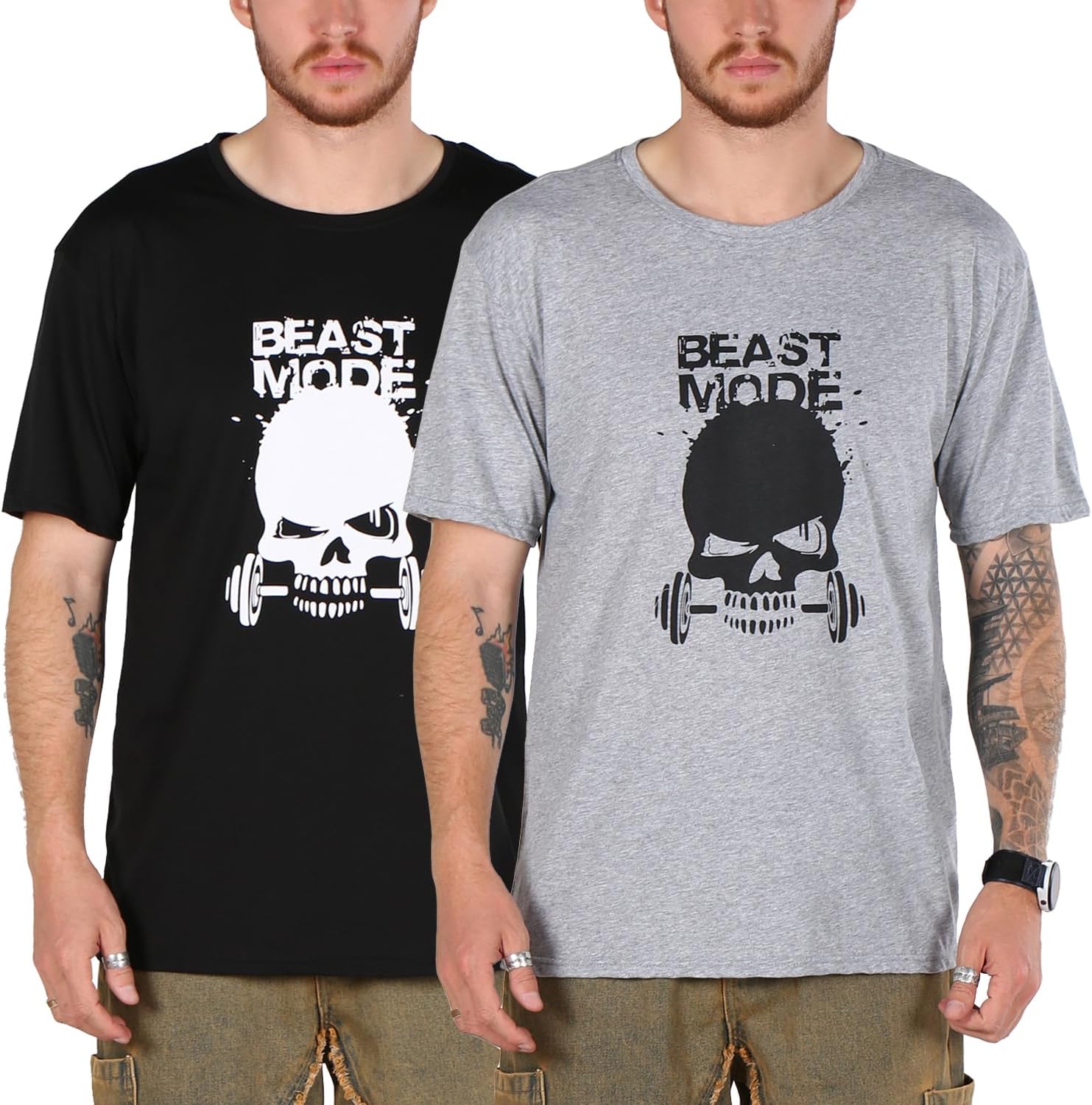 Men's T Shirt Short Sleeve Crew Neck T-Shirt Casual Summer Classic Tops Basic Tee Shirts Medium #3 Graphic Black+gray 2