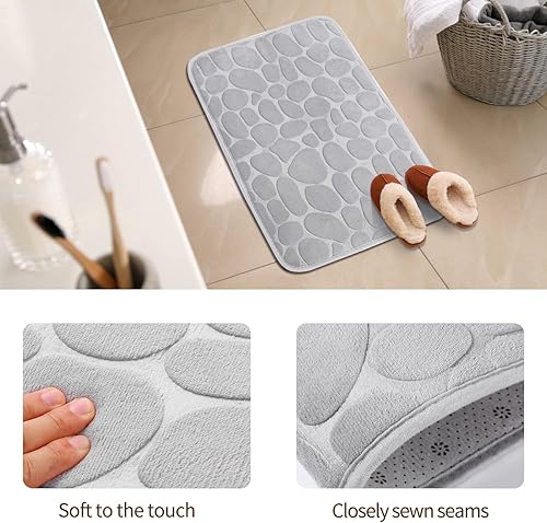 Miniatura 3 de Alfombra de baño de espuma viscoelástica suave y cómoda, cómoda alfombra de baño de adoquines, súper absorbente de agua, lavable a máquina, tapete