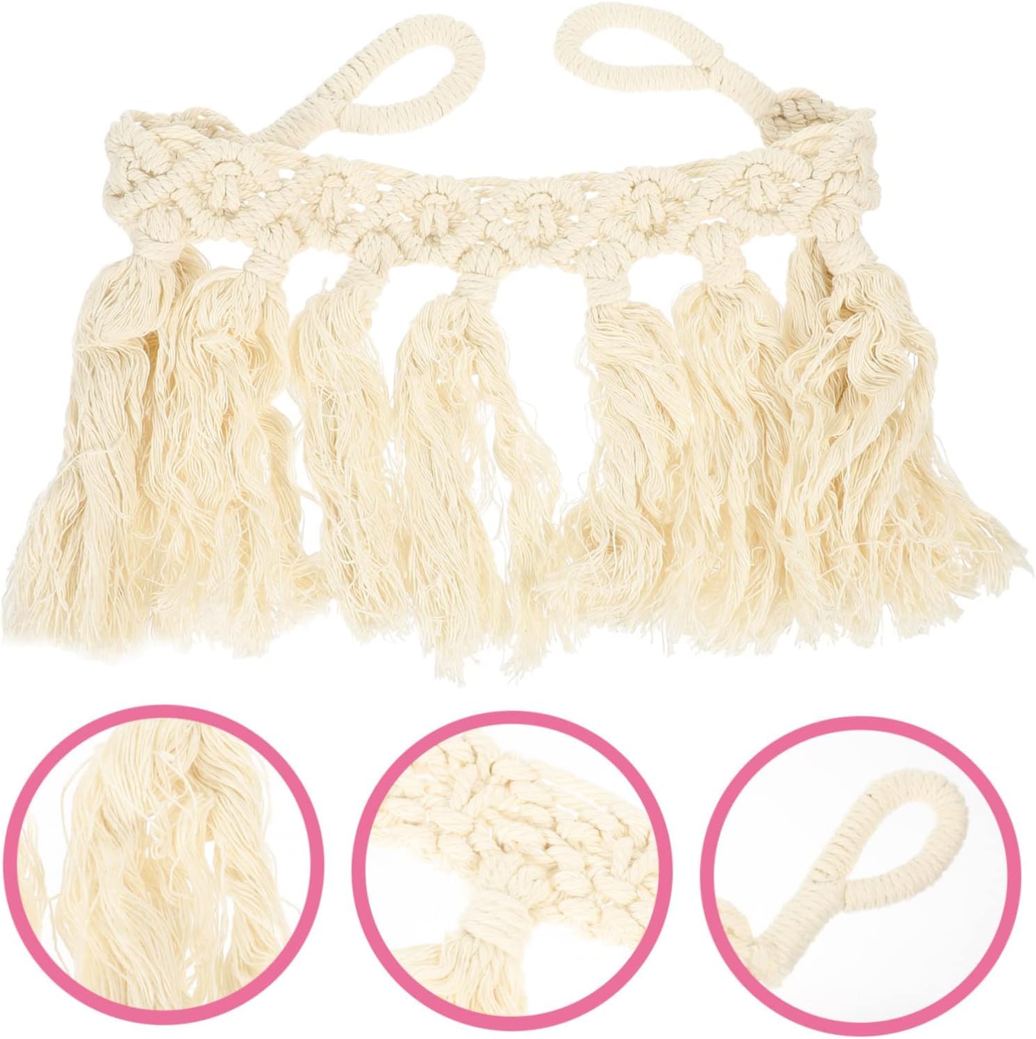 Attache de Rideau, Support de Rideau, Ruban de Rideau en Coton, Crochet d'attache de Rideau, Attache de Rideau de Ferme, Fixation de fenêtre, Corde d'attache de Rideau (Blanc)