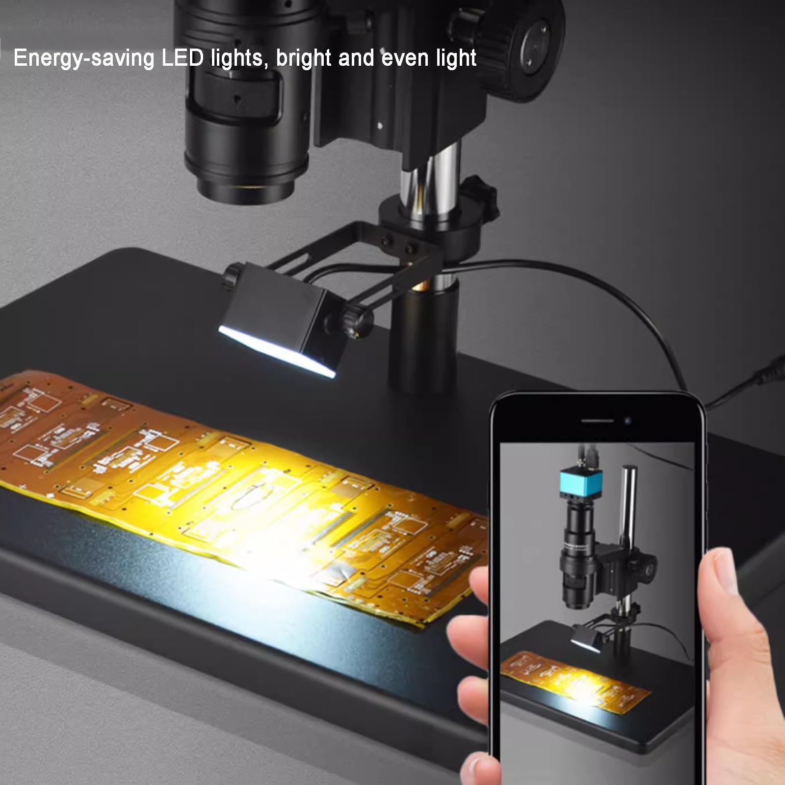 Fuente De Luz para Microscopio, Lámpara Iluminadora para Cámara Industrial, Brillo Ajustable, con 60 LED, Antideslumbrante, Herramientas De Reparación para Soldadura De Microscopio
