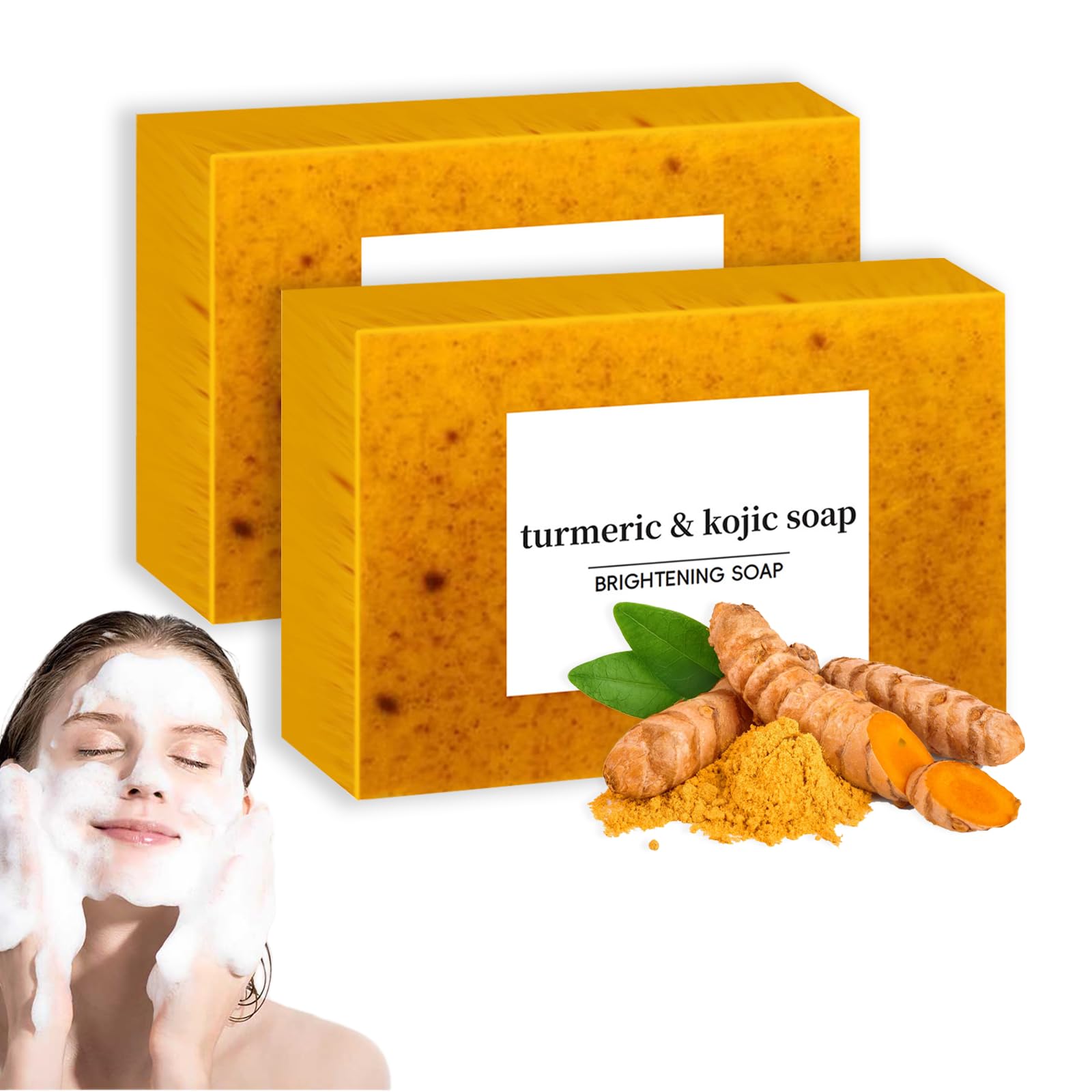 YANINEE Kojic Acid Turmeric Lemon Brightening Soap Original, Turmeric Soap Pack of 2