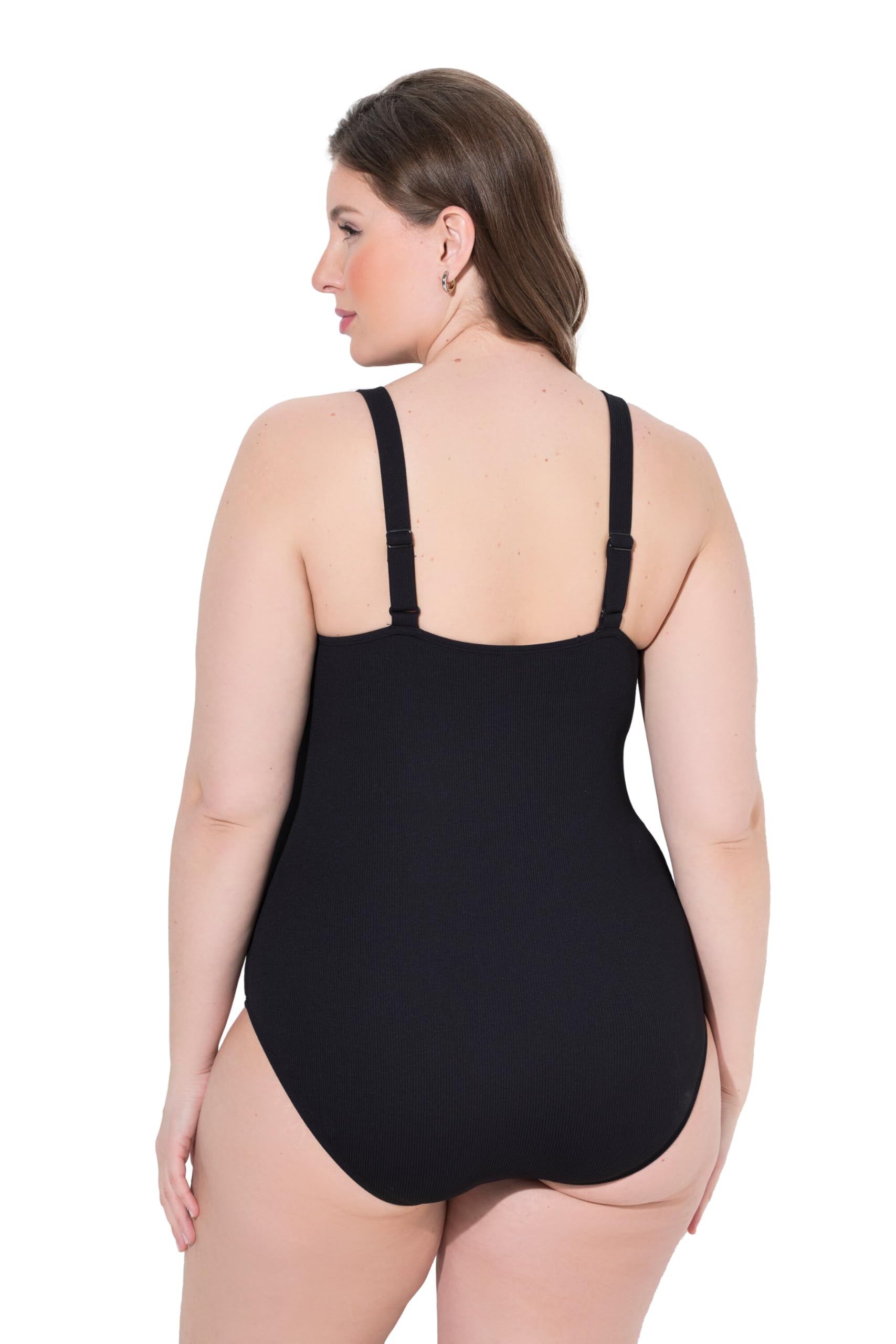 Ulla Popken Damen große Größen Übergrößen Plus Size Badeanzug, Softschalen, Zierschleife 839809