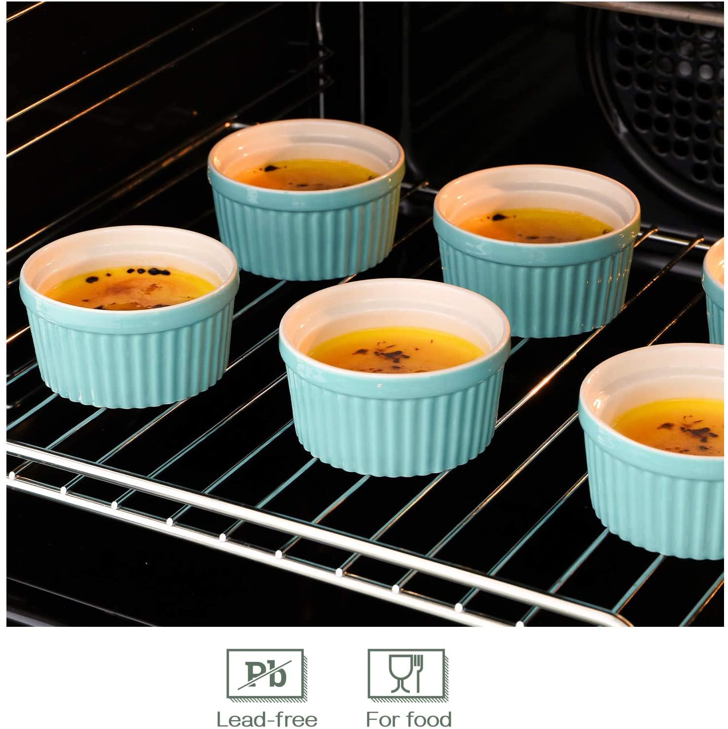 Ramequins en Porcelaine Blanche Ramequins for crème brûlée Ramequins en Porcelaine allant au Four, Ramequins for la Cuisson Ramequins à soufflé Ramequins Bols(4 PCS,8 OZ)