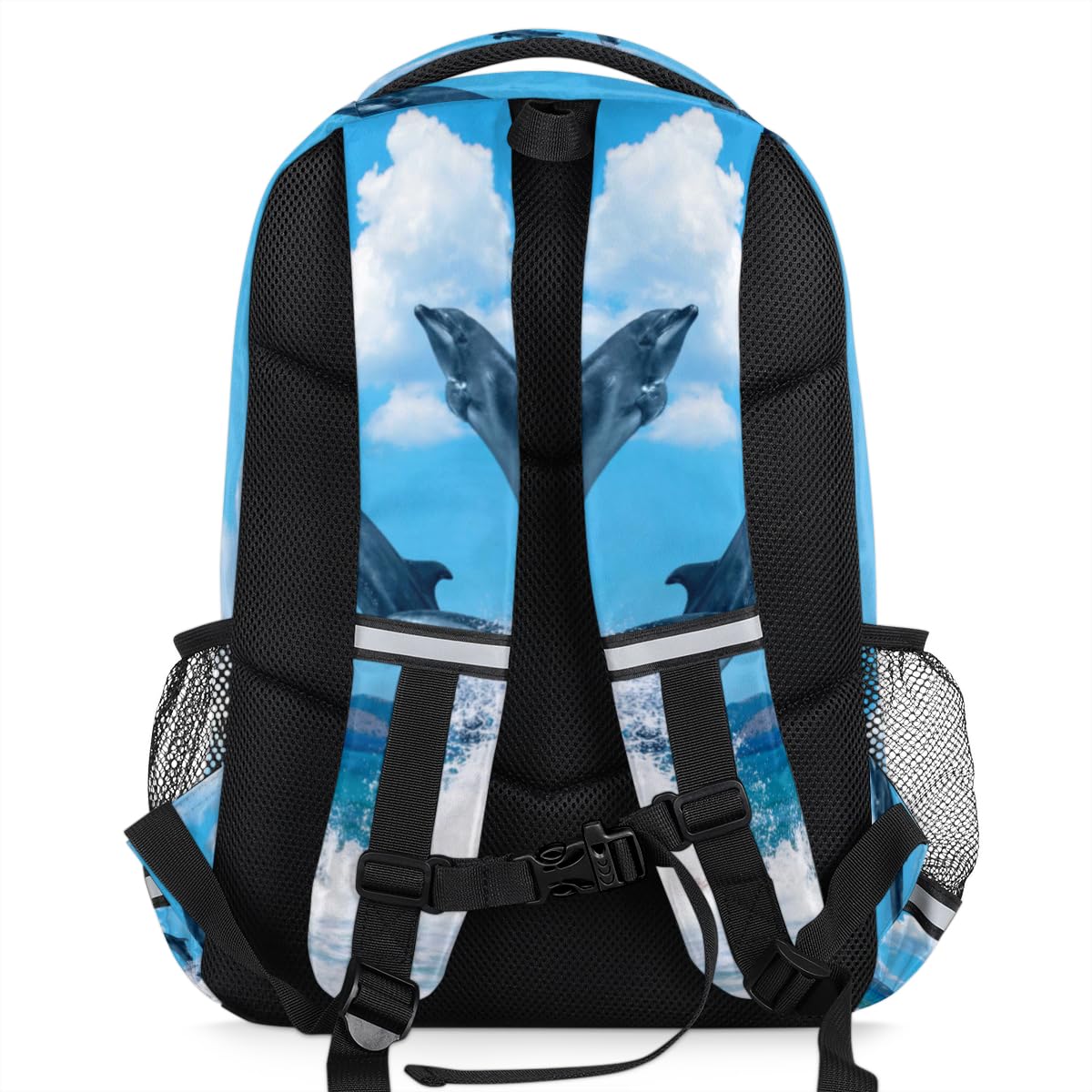 TropicalLife Springender Delfin-Rucksack für Kinder, Mädchen, Jungen, Herren, Damen, Delfine, Multifunktions-Rucksack, Schule, Büchertasche, 20 l, Laptop-Tasche, Reisen, lässiger Tagesrucksack,