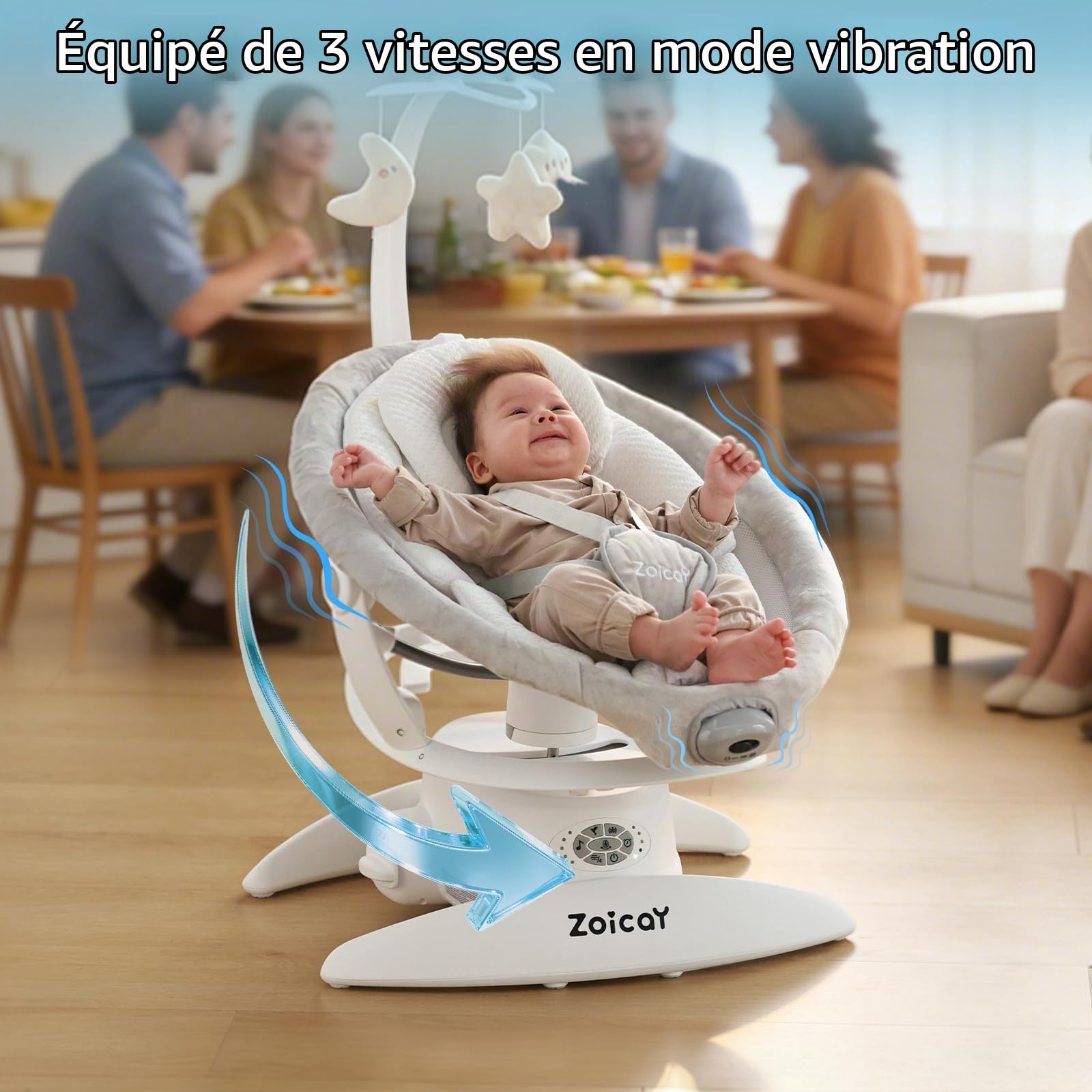 Balancelle Bébé Electrique 3-in-1 avec 9 Modes pour 0–9 mois, Jusqu'à 11 Kg | Transat Balancelle avec Siège Réglable Fonction de Timing et Musique, Télécommande Bluetooth contrôle pour Intérieure (Blanc)