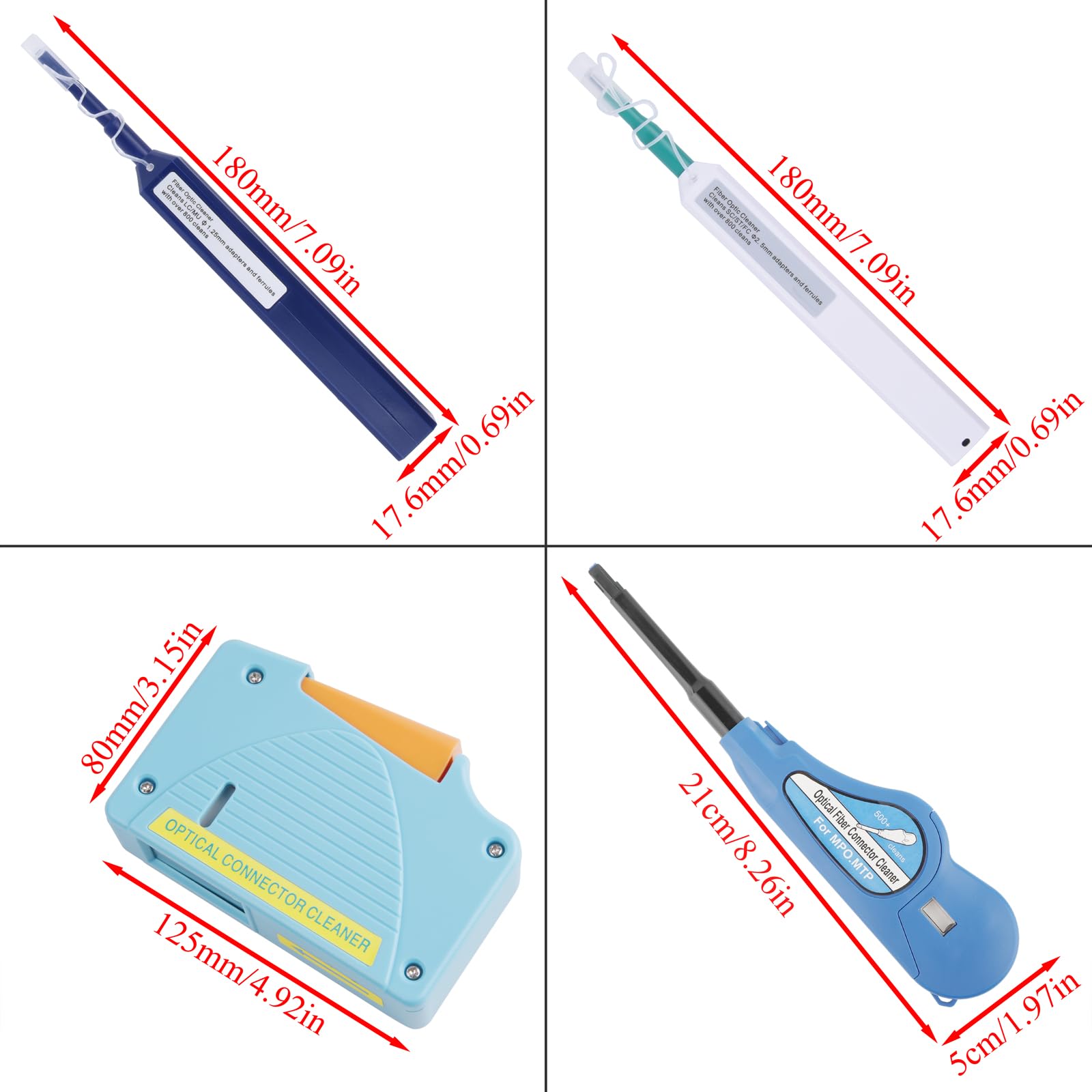 4-teiliges Glasfaser Reinigungswerkzeug Set LC SC FC ST MPO MTP
