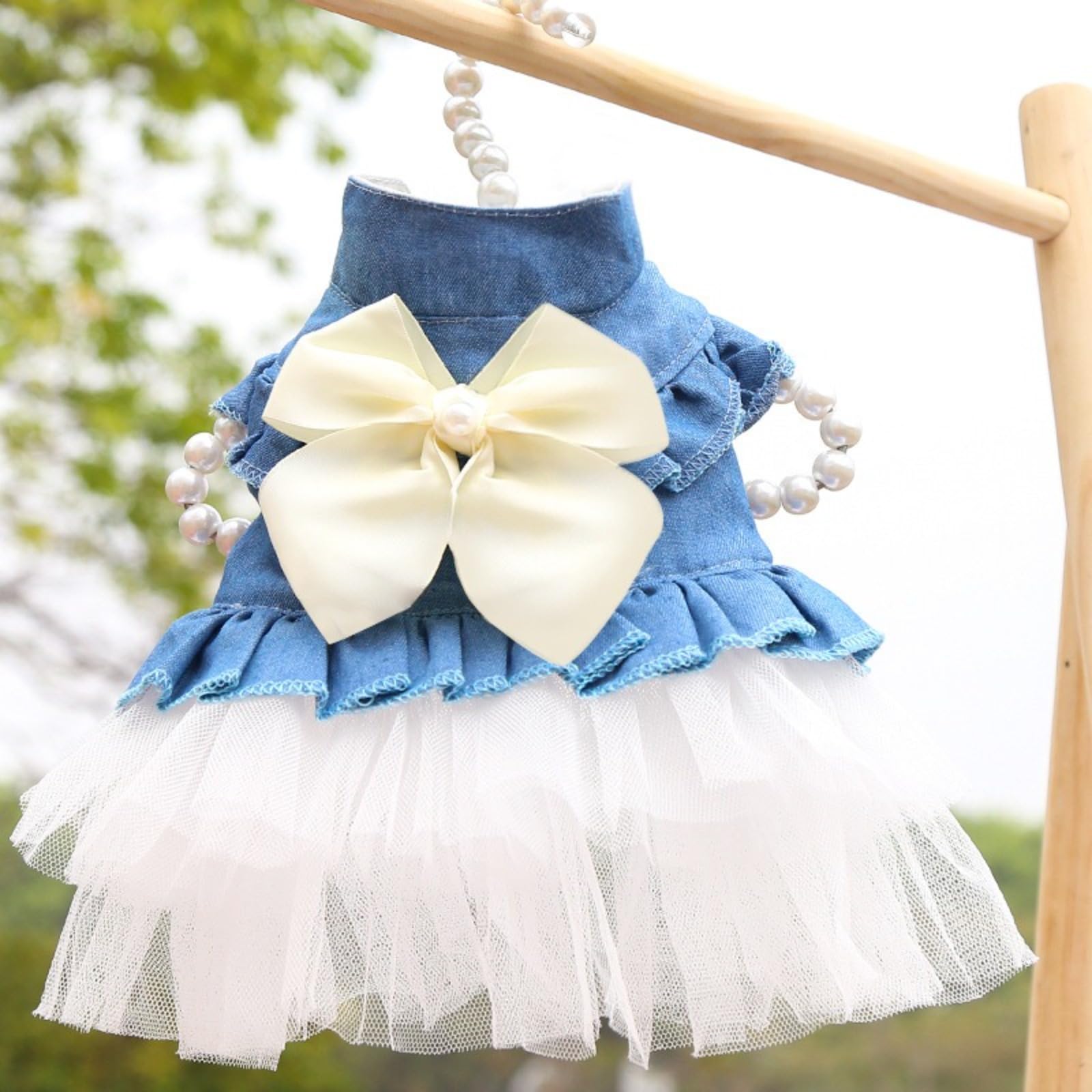 Pet Bow Princess Dress Summer Dog Vest Denim Shirt Sundress Sweet Wedding Party Dress Pet Clothes