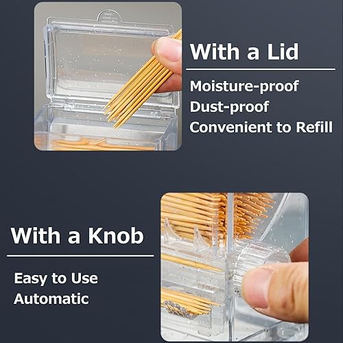 Miniatura 5 de Dispensador de palillos de dientes de acrílico transparente con botón de botón, caja automática para palillos de dientes, accesorios de mesa para