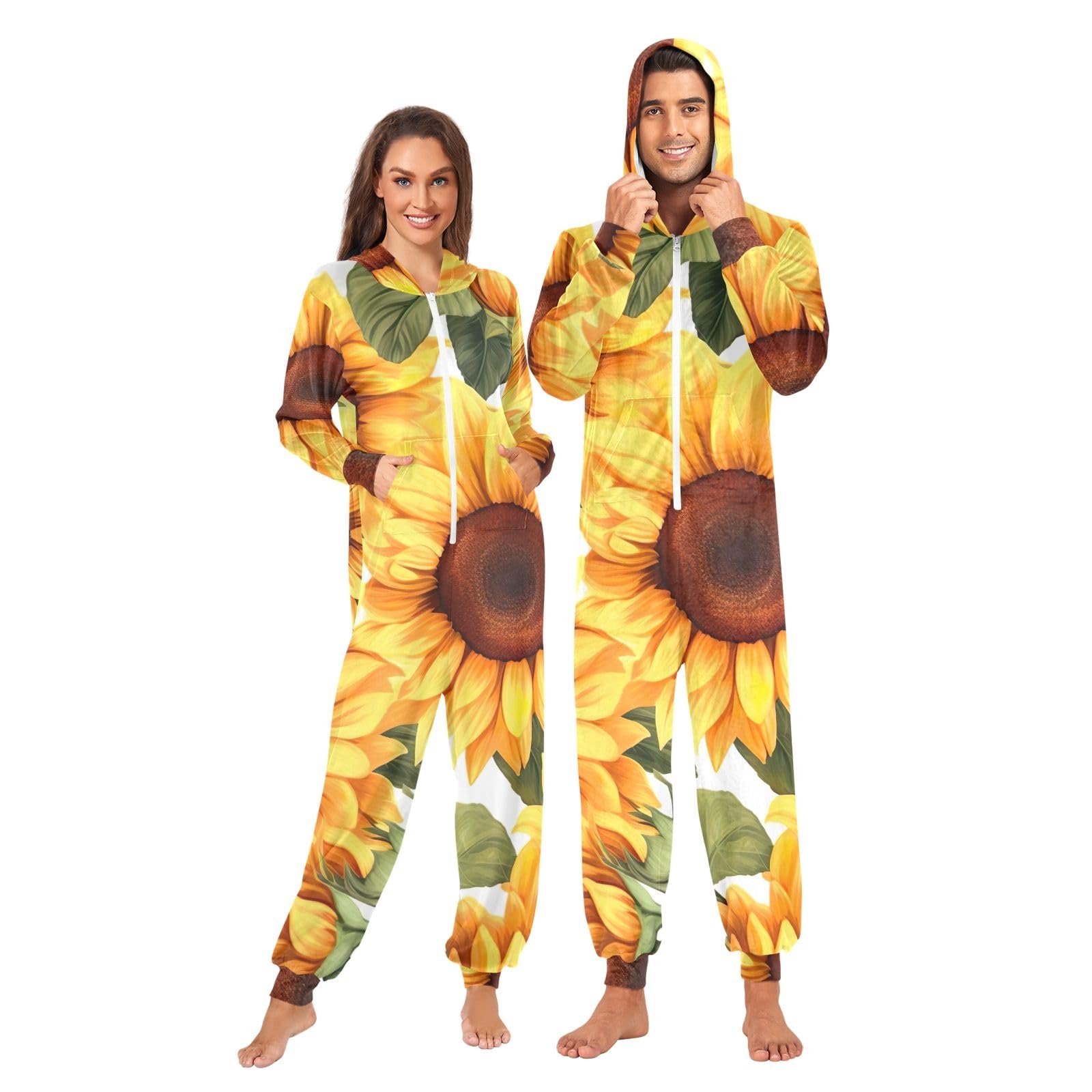 Pigiama natalizio per adulti, con girasoli, in morbido pile, per uomo e donna, comodo abbigliamento natalizio