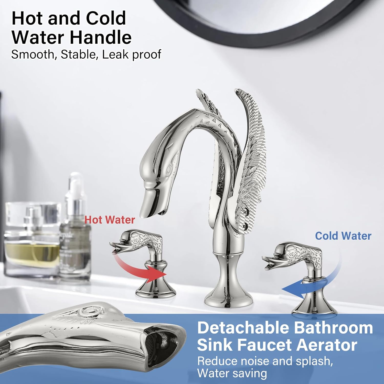 Luxurious Gold Swan Vessel Sink Faucet with Dual Handles
