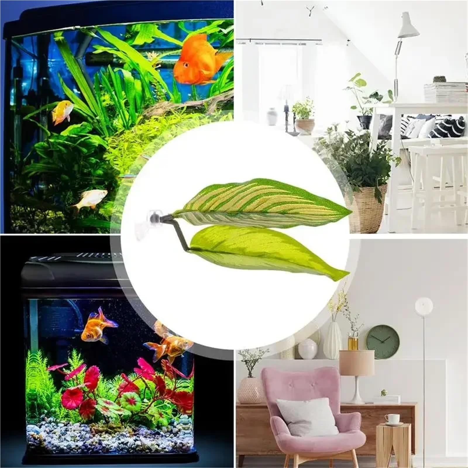 Plantas Artificiales Acuario Peces Artificiales descansando, Plantas de Acuario Falsas, paisajismo de Tanques, Hojas flotantes de Descanso(Color 04)