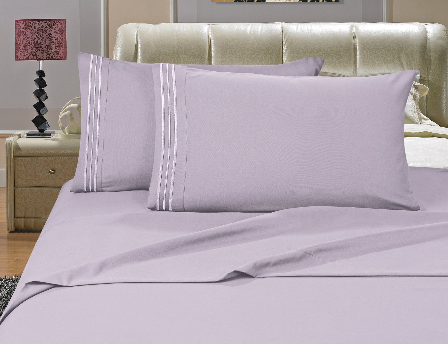Elegant Comfort Luxury Pillowcases on Amazon 1500 Premier Hotel Quality Wrinkle, Fade, Stain Resistant - - 2-Piece Pillowcases, King, Lilac