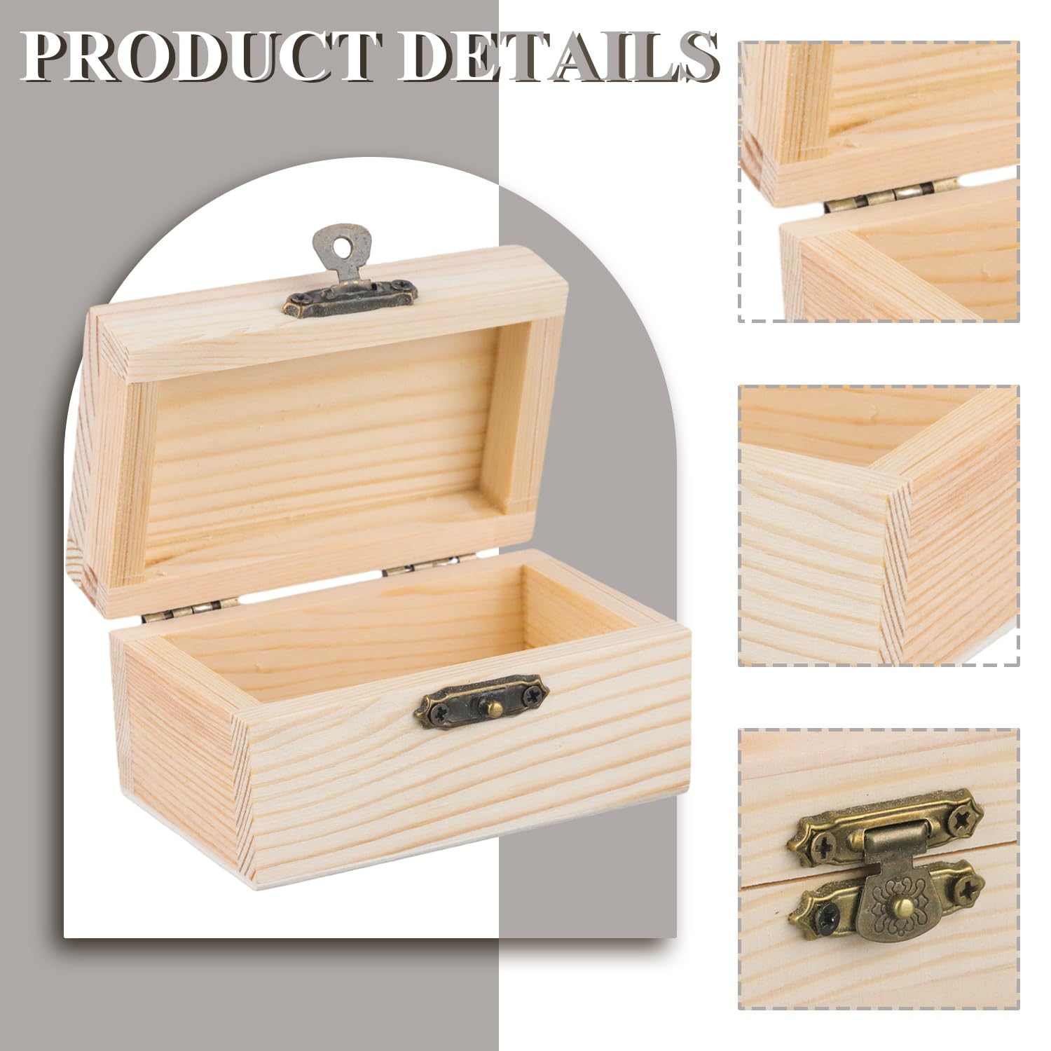 Lot De 12 Coffres Au Trésor En Bois Avec Couvercle à Charnière Pouvant