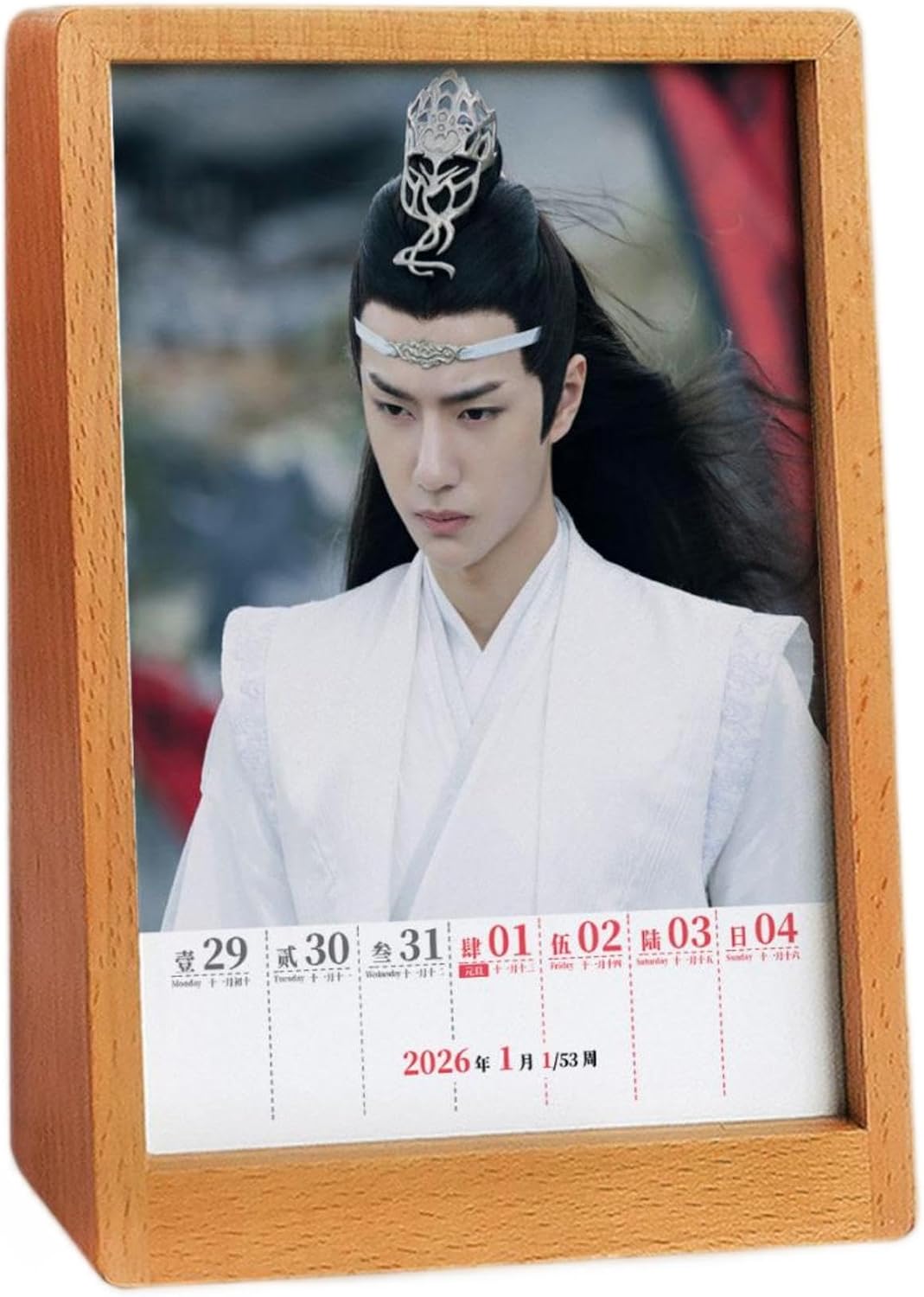 The Untamed 2026 Desk Calendar,Solid Wood 53-Page Weekly Calendar (Lan Wangji)