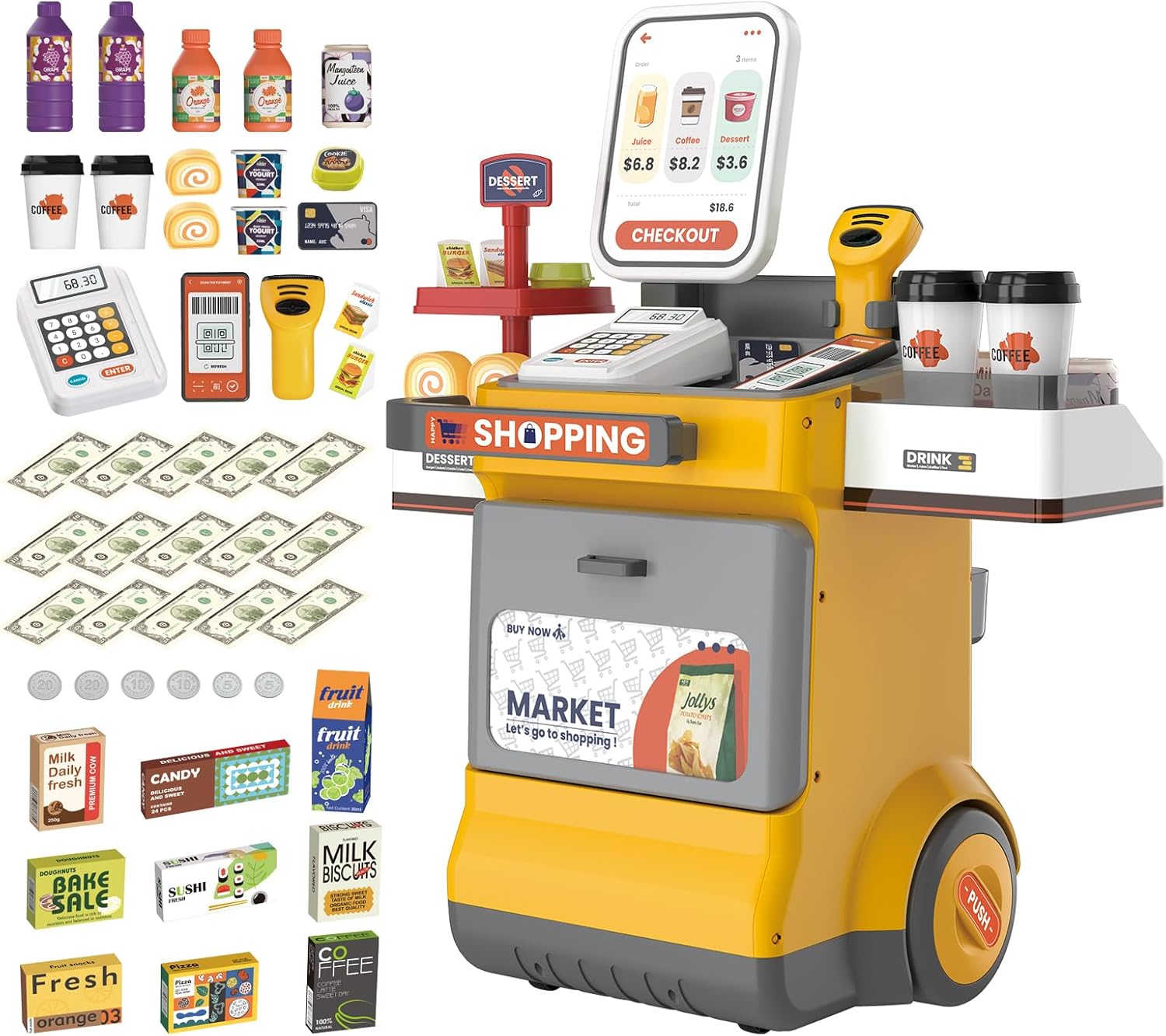 Luxury Supermarket Play Set with Cash Register System 48 pcs main image 0