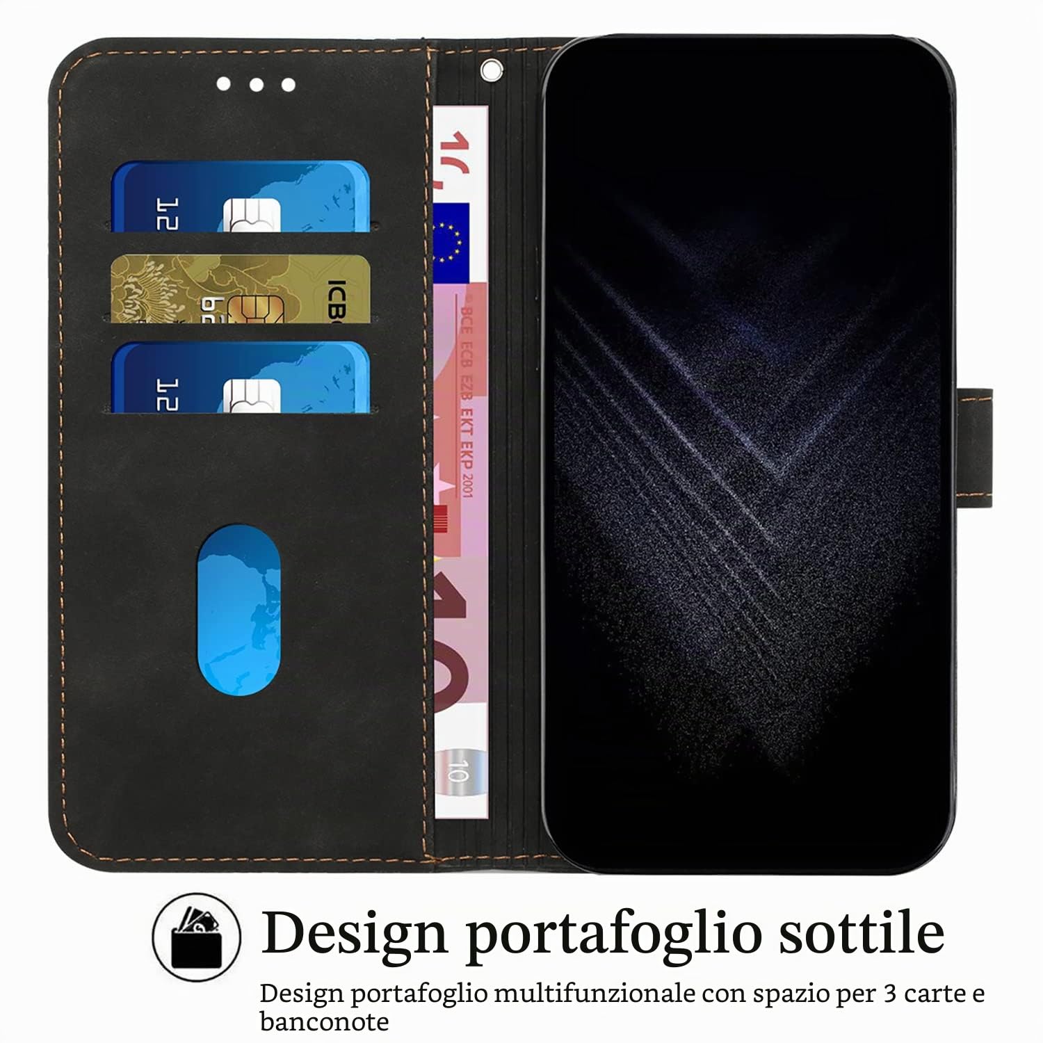 Custodia Portafoglio In Pelle Simpeak Per Huawei Mate 20 Lite – Cover Con Supporto E Flip, Colore Nero