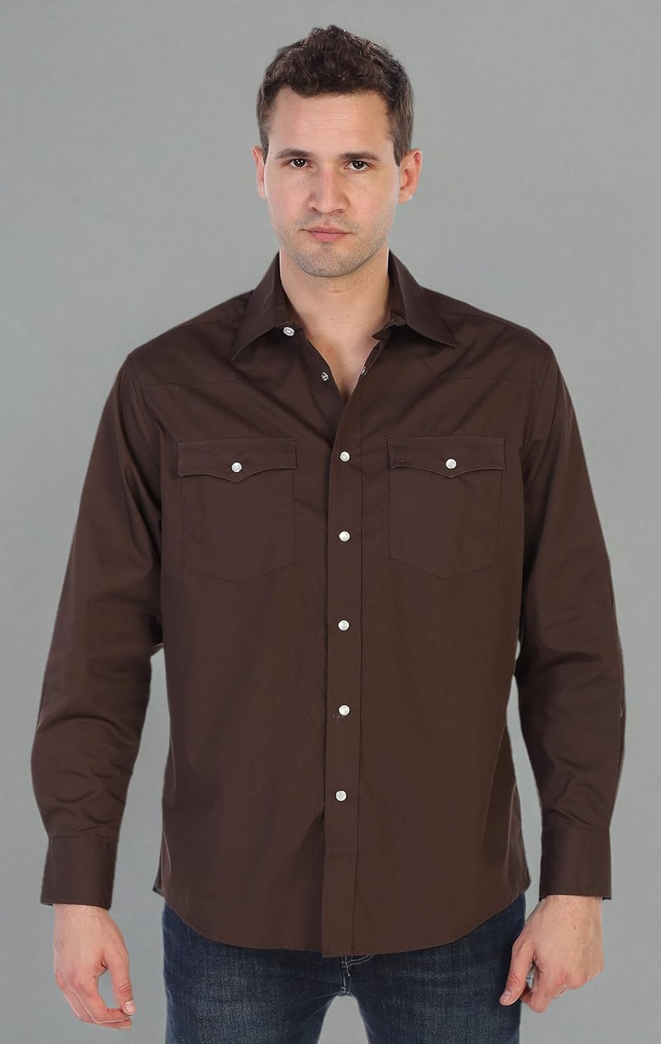 Gioberti Men’s Solid Long Sleeve Western Shirt with Pearl Snap-on Buttons - Image 4