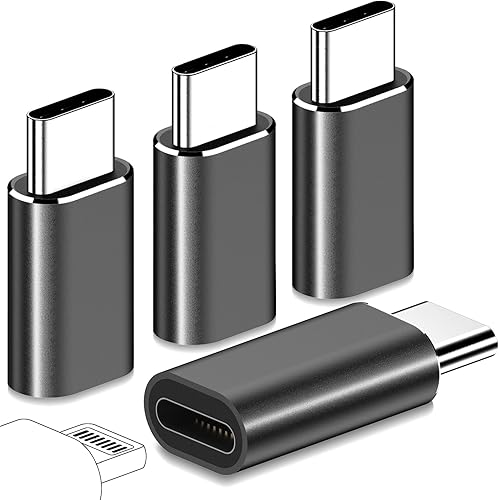 FQSH Paquete de 4 adaptadores Lightning hembra a USB C macho, adaptador Lightn-ing a USB C, carga rápida PD de 27 W para iPhone 1515 Pro15 Pro Max15