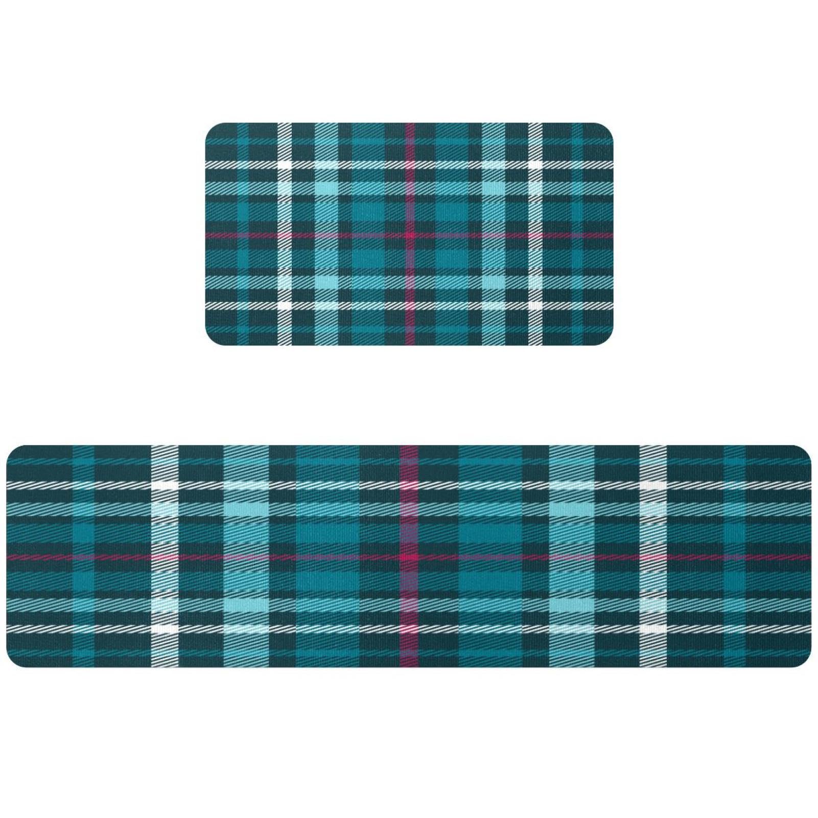 Tapis de cuisine écossais bleu pour couloir et buanderie style cosy