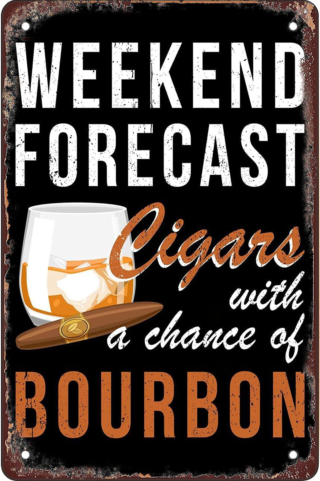 Ingzzaac Metalpostera53913 Bourbon And Cigars Vintage Travel Poster Metal Signs Vintage Tin Sign Wall Decor For Garage Bedroom Bathroom Bar Coffee Restaurant Retro Metal Tin Sign 8X12 Inches