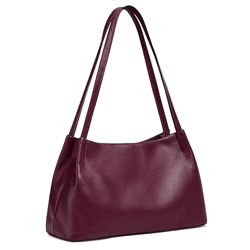 Kattee Genuine Leather Hobo Bags for Women, Soft Shoulder Tote Purses ans Handbags - Dark Purple