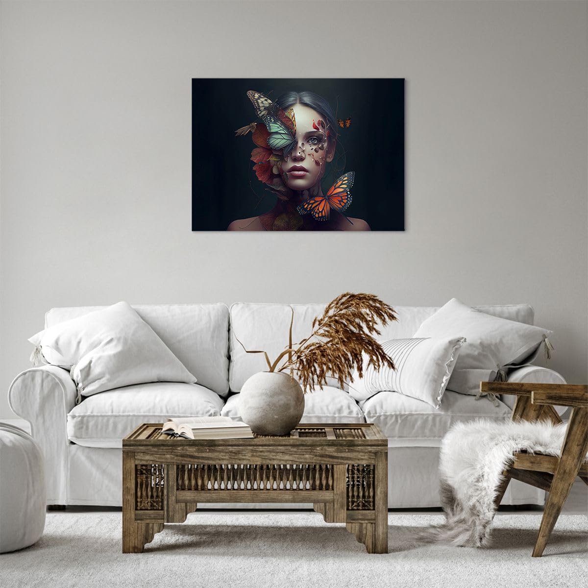 Printerland Quadro Moderno Donna Con Fiori Quadri Moderni Soggiorno Da Parete XXL Grande Stampa Su Tela Canvas Decorazione Murale Muro Arredo Camera Da Letto Cucina (8, 70x100 Cm