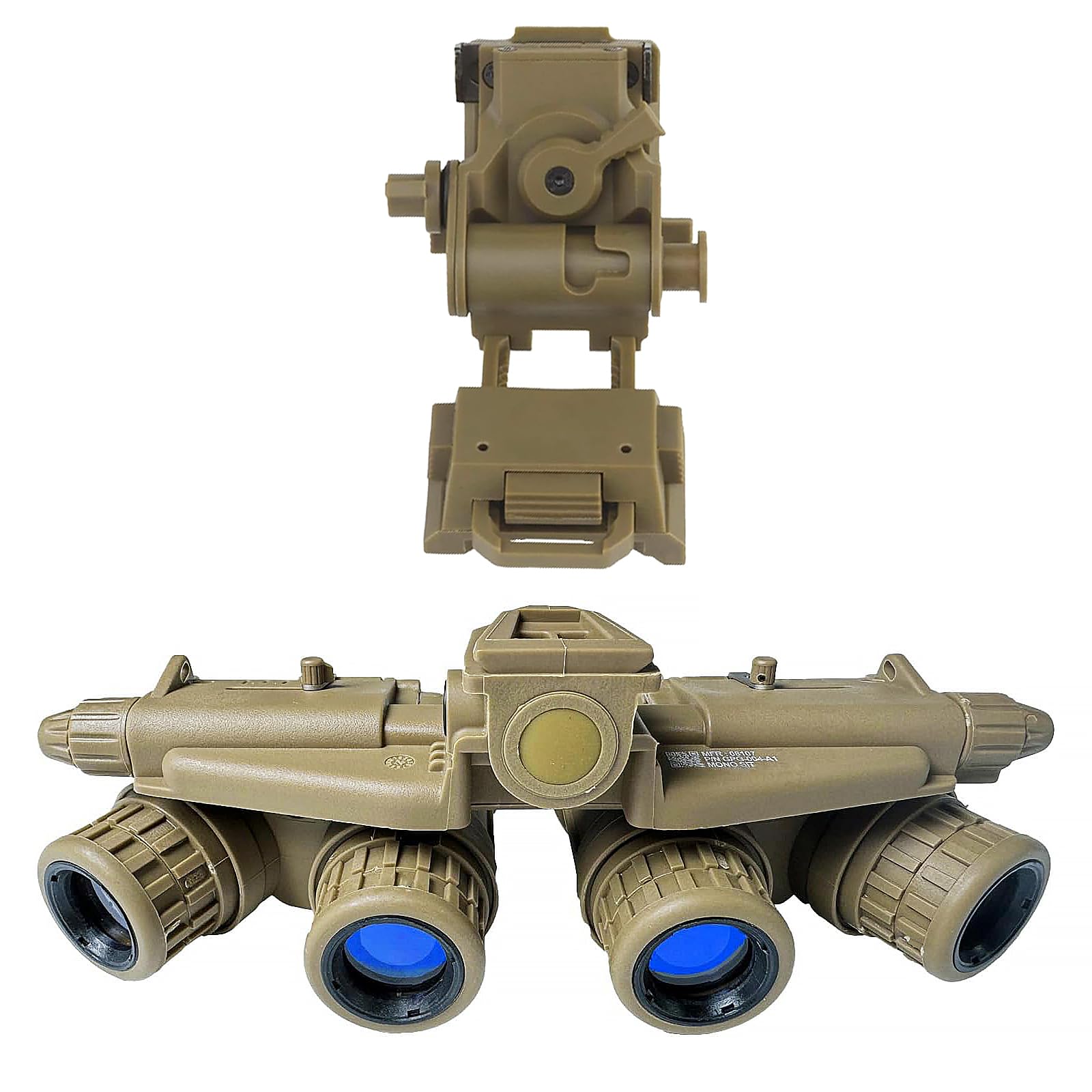 GPNVG 18 Night Vision Goggles Dummy Model with Night Vision Mount, Four-Tube Binocular Night Vision for Tactical Helmet NVG Mount, Cosplay Prop