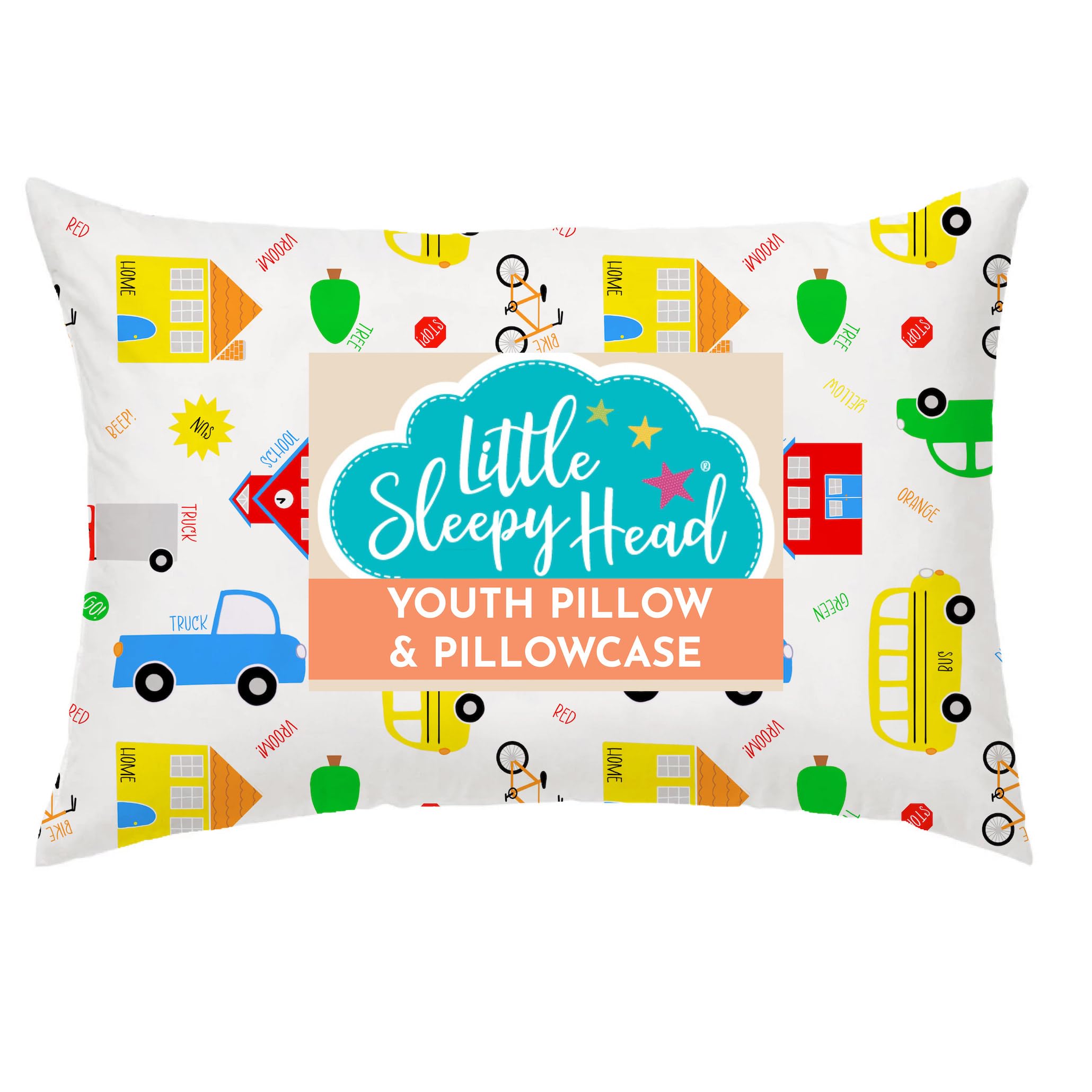 Little Sleepy Head Almohada Juvenil Funda 16x22 – Almohada Jumbo Suave e hipoalergénica – La Mejor Almohada para Dormir y Viajar para niños (Corazones