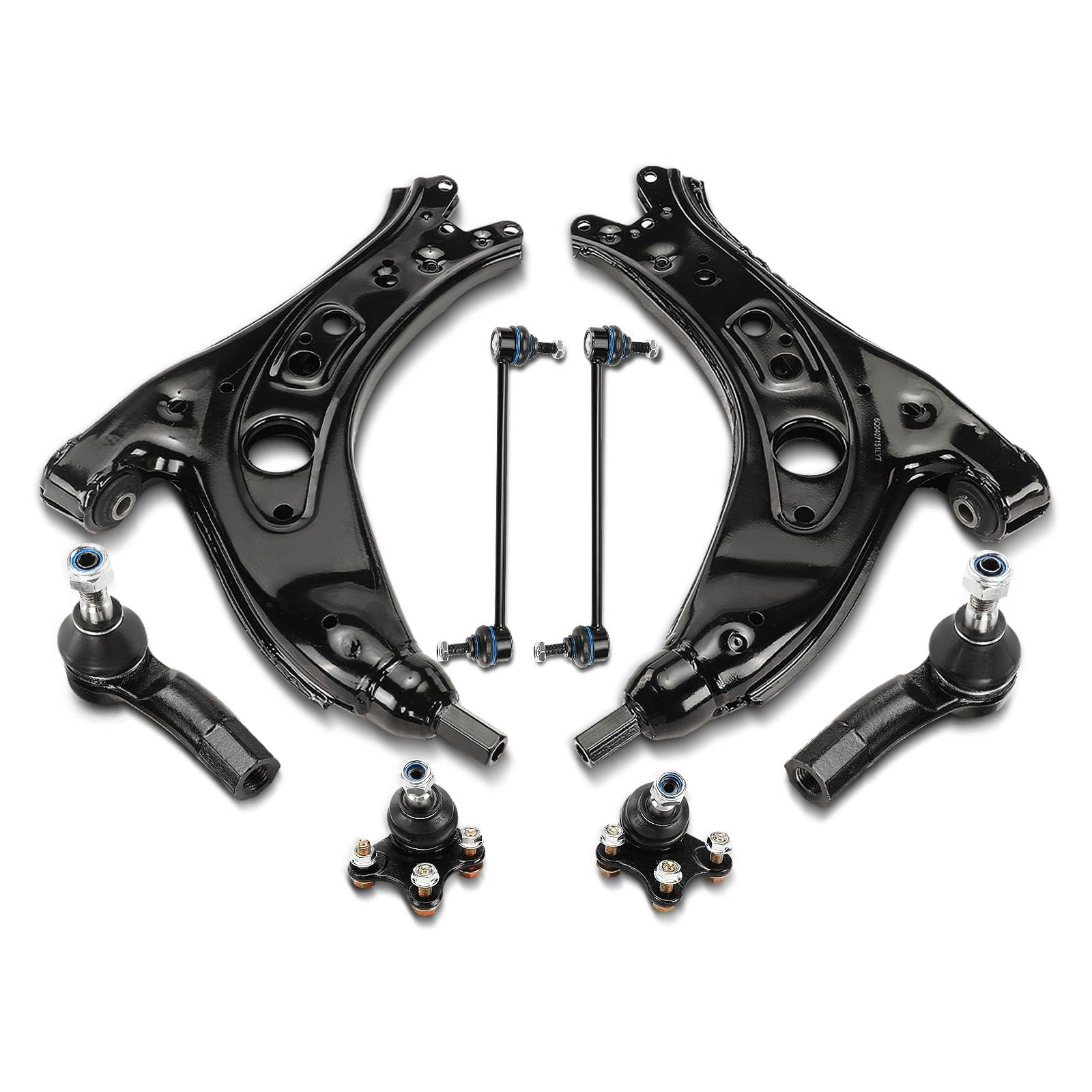 Frankberg 2x Querlenker + 2x Spurstangenkopf + 2x Koppelstange Vorne Kompatibel mit Fabia I 6Y2 1.0L-2.0L 1999-2008 Polo 9A 9N 1.2L-1.9L 2001-2009 Replace# 6Q0411315J