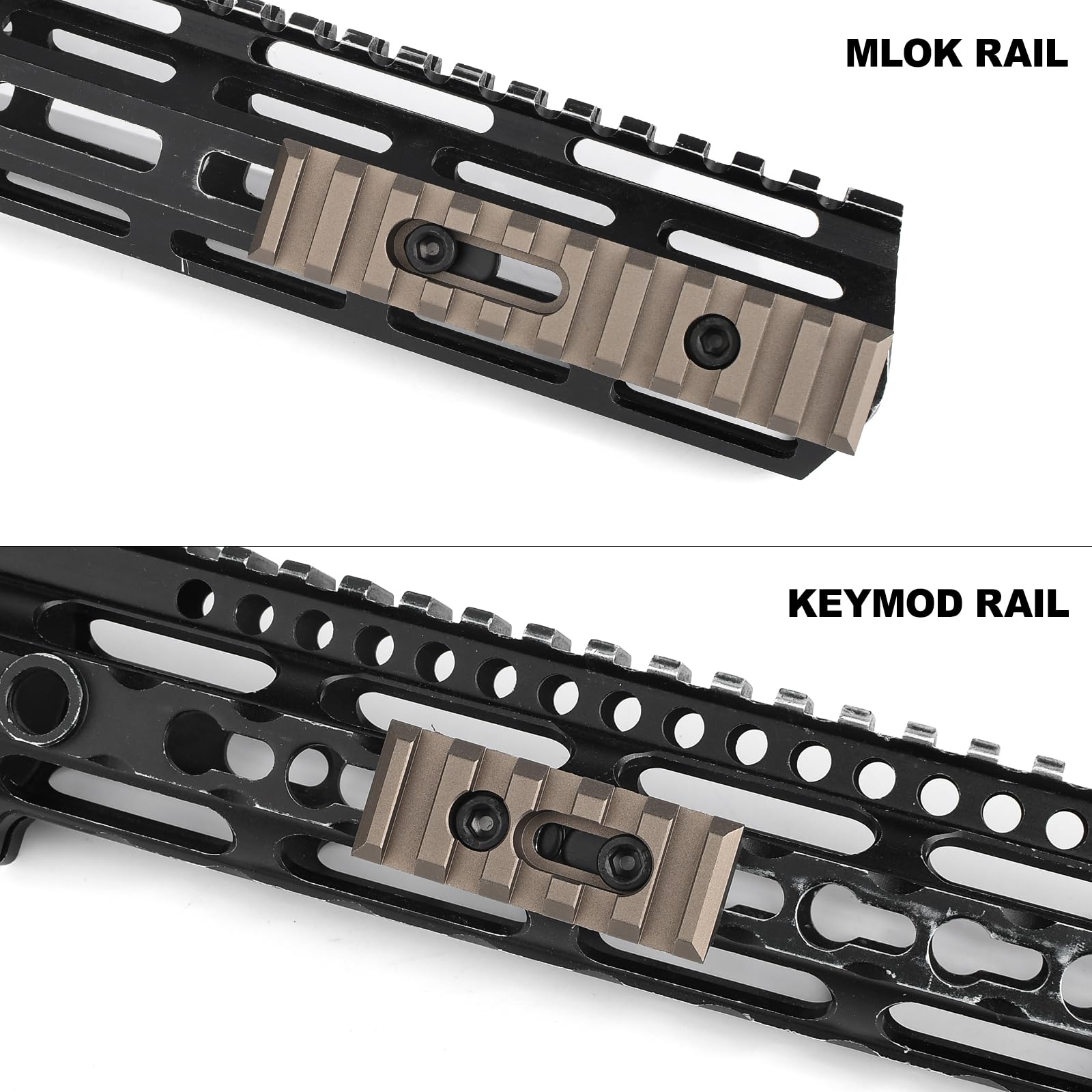 Tattico 3Pcs Picatinny Rail Alluminio Supporto Accessorio Mlok/Keymod Marrone