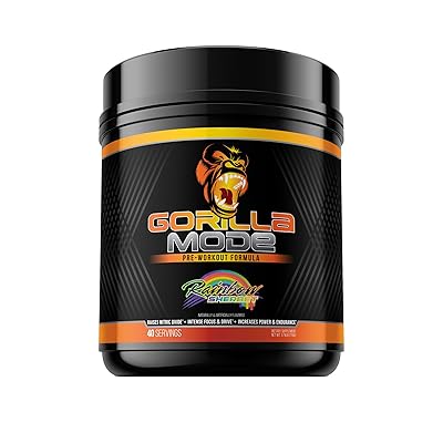 Gorilla Mode Pre Workout - Massive Pumps &middot; Laser Focus &middot; Energy &middot; Power - L-Citrulline, Creatine, L-Tyrosine, Betaine, Hydroprime&reg;, Alpha-GPC, 400mg Caffeine, Huperzine A - 776g (Rainbow Sherbet)