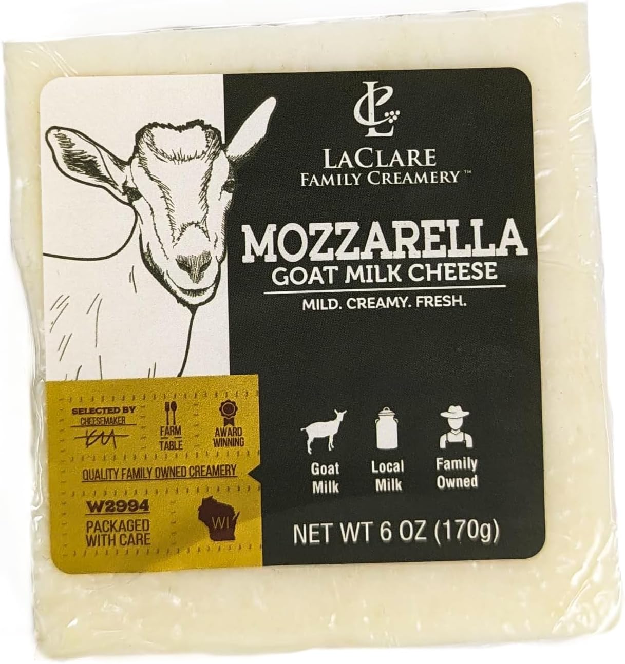 LaClare Creamery Mozzarella Goat Milk Cheese 6 oz (Pack of 2)