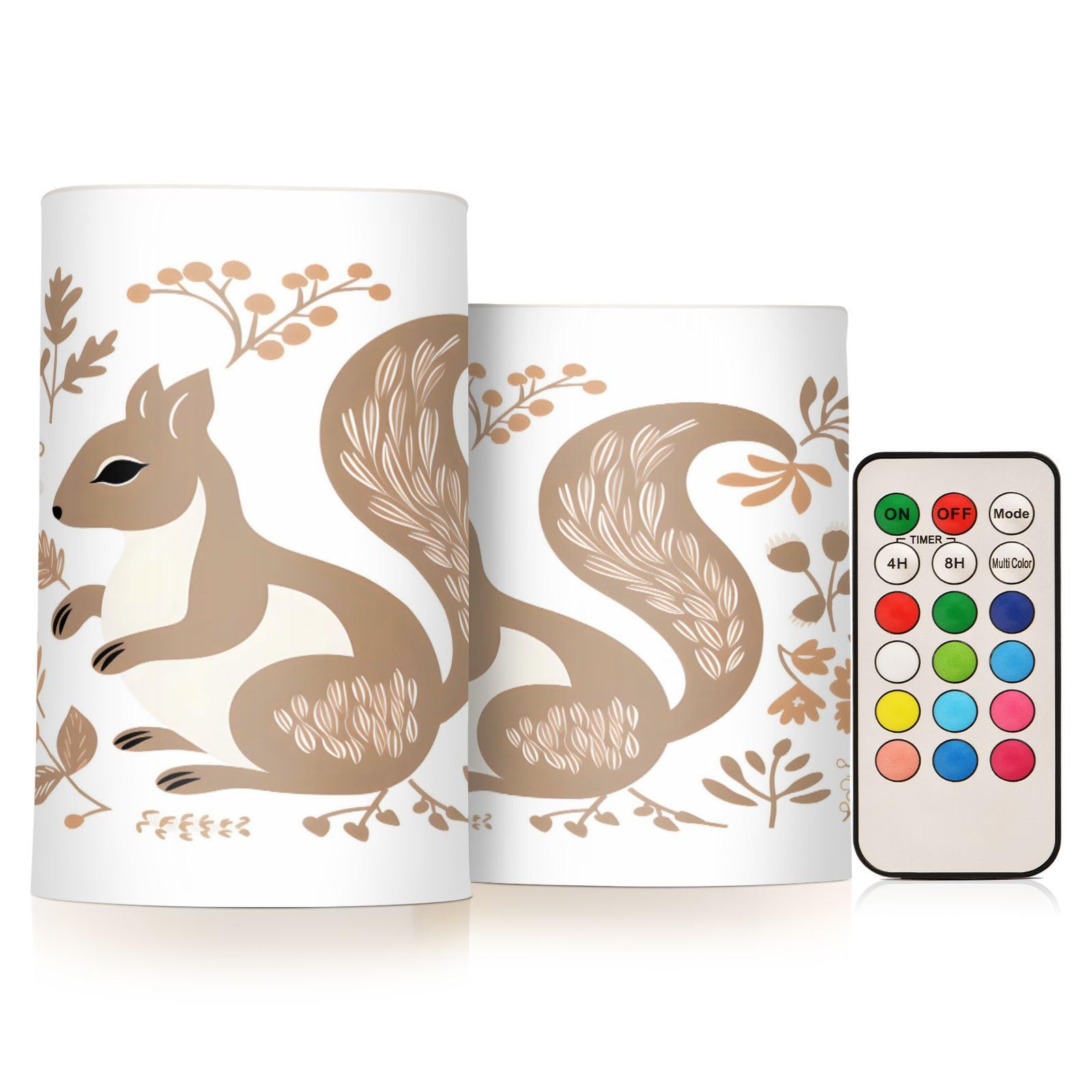 ALAZA Squirrel (2) Flickering Flameless Candles Battery Operated with Remote Timer,Tea Light Candles LED Pillar Votive Candles Set of 2 for Outdoor Indoor Decorations