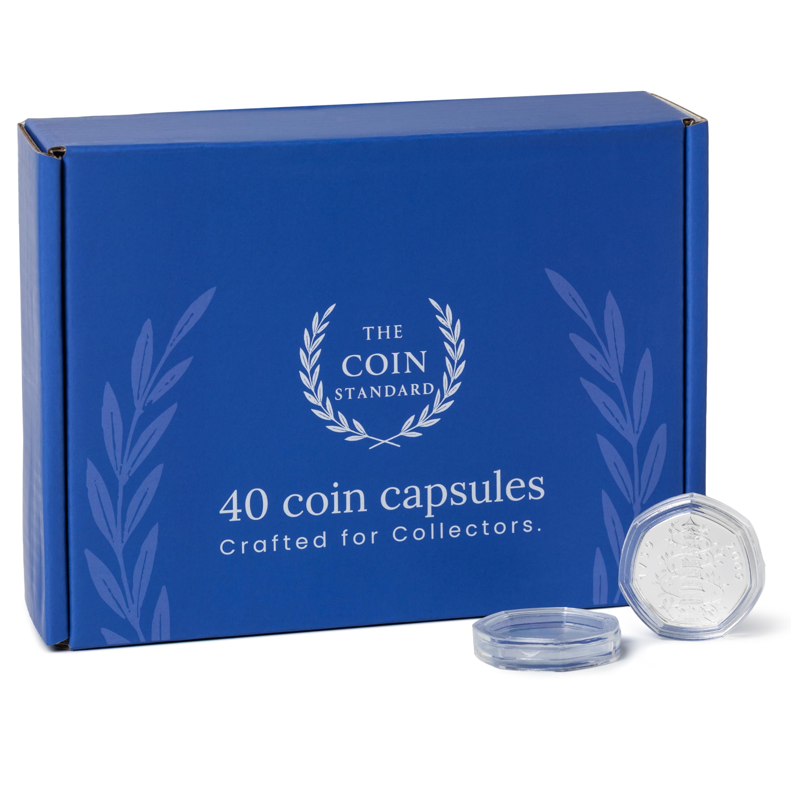 The Coin Standard 40x 50p Coin Capsules, Custom Heptagonal Fit 50 Pence Holders