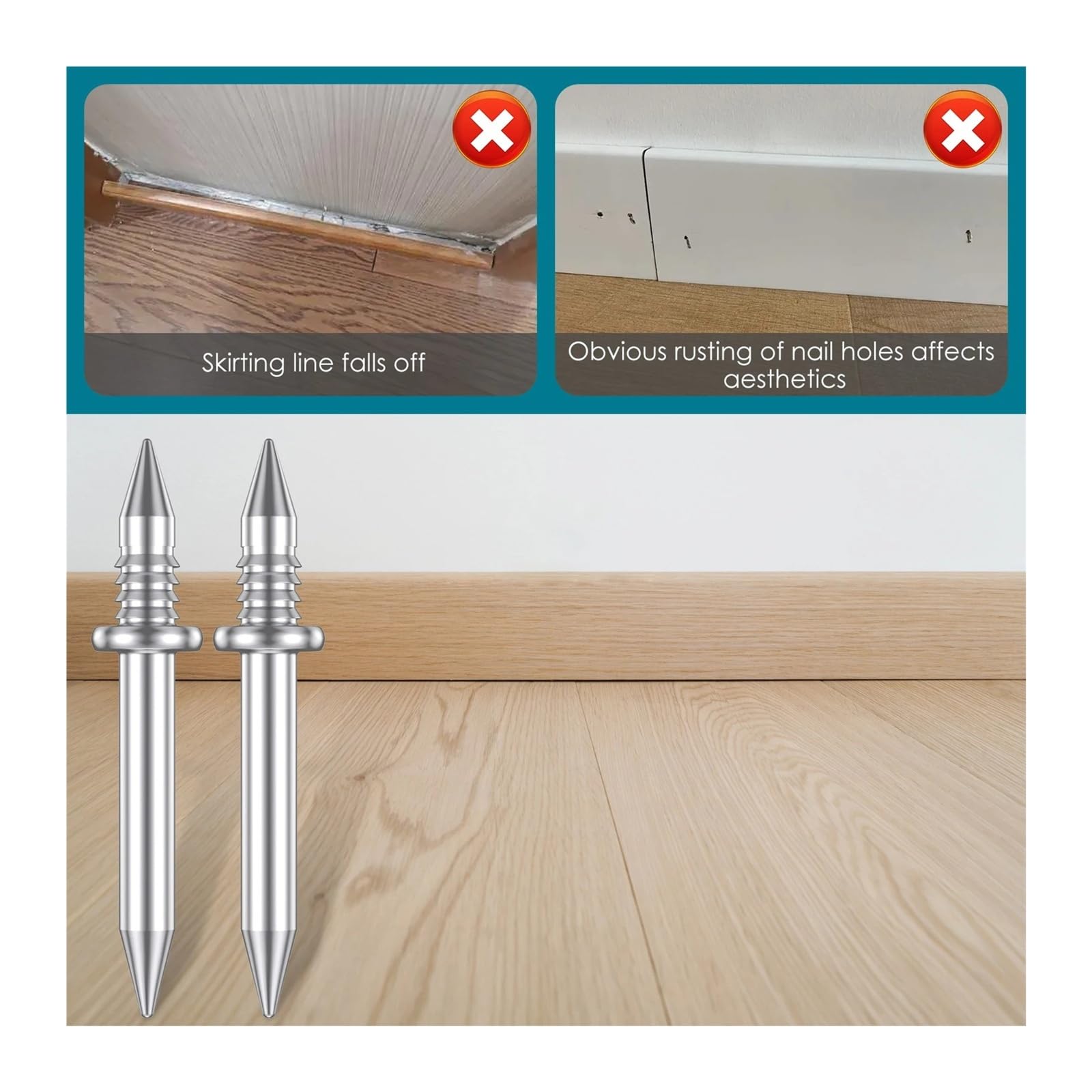 400/100pcs Double-Head Invisible Nails Wood Nail Fastener Skirting Thread Seamless Metal Line Without Marks(400PCS)