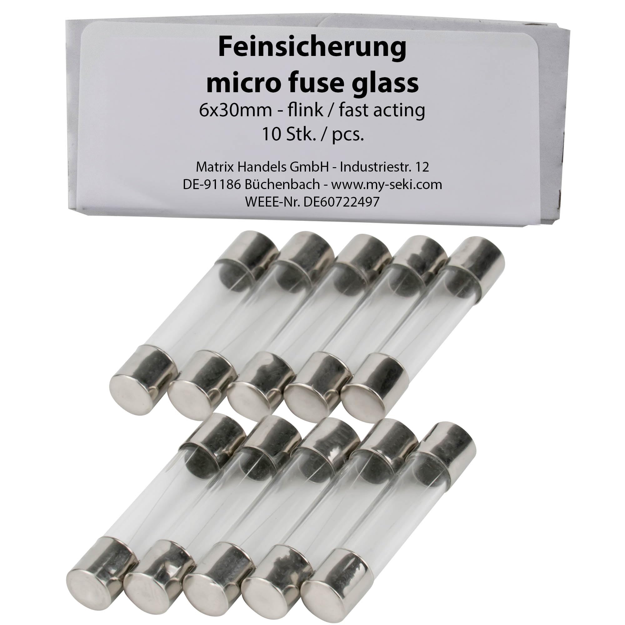 Lot De 10 Fusibles En Céramique 0,5 A (500 Ma), 6 X 30 Mm, Flink, En