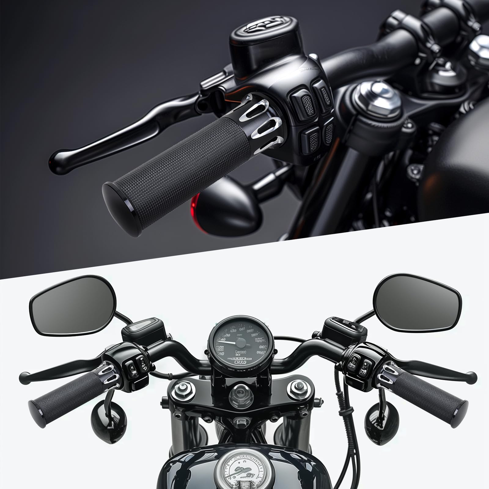 Poignées de Guidon 1"/25mm Aluminium CNC pour Moto Compatibles avec Harley Sportster Iron 883 Dyna Road Electra Glide Softail Touring
