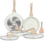 Ensemble de Poêles en Céramique ESLITE LIFE, Poêles Antiadhésives avec Couvercles, Ustensiles de Cuisine Non Toxiques Compatibles avec Tous les Cuisinières (Gaz, Électrique et Induction), Sans PTFE et PFOA, Noir, 7 Pièces