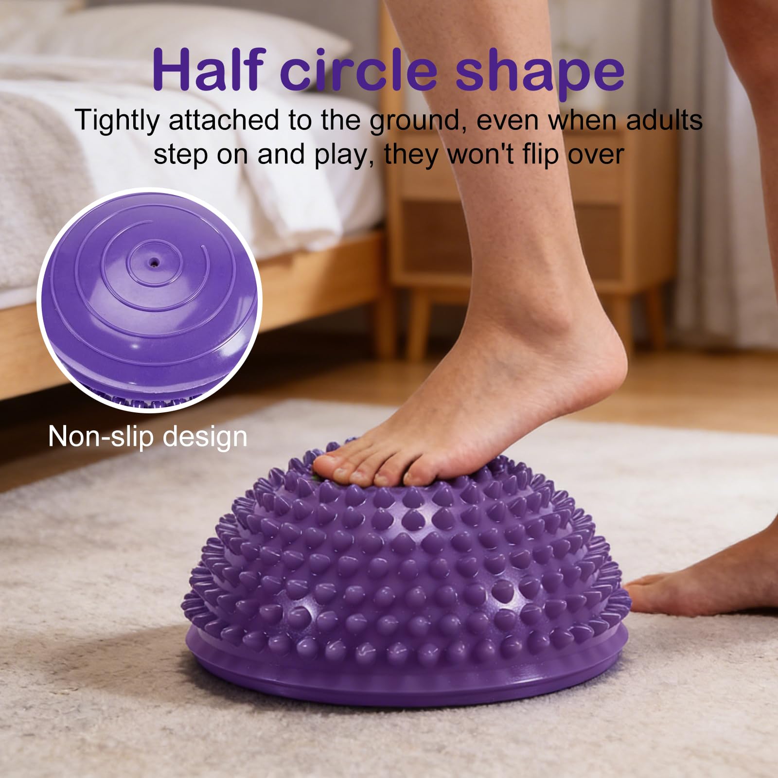 BORDEAG 3 pezzi Balance Board emisfero, equilibrio riccio fitness emisfero, cuscino di equilibrio, per il corpo, massaggio di coordinazione