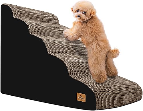 Miniatura 8 de blunique Escaleras para perros para cama alta, rampas de 4 escalones para perros pequeños, escaleras para perros a la cama, escaleras para mascotas