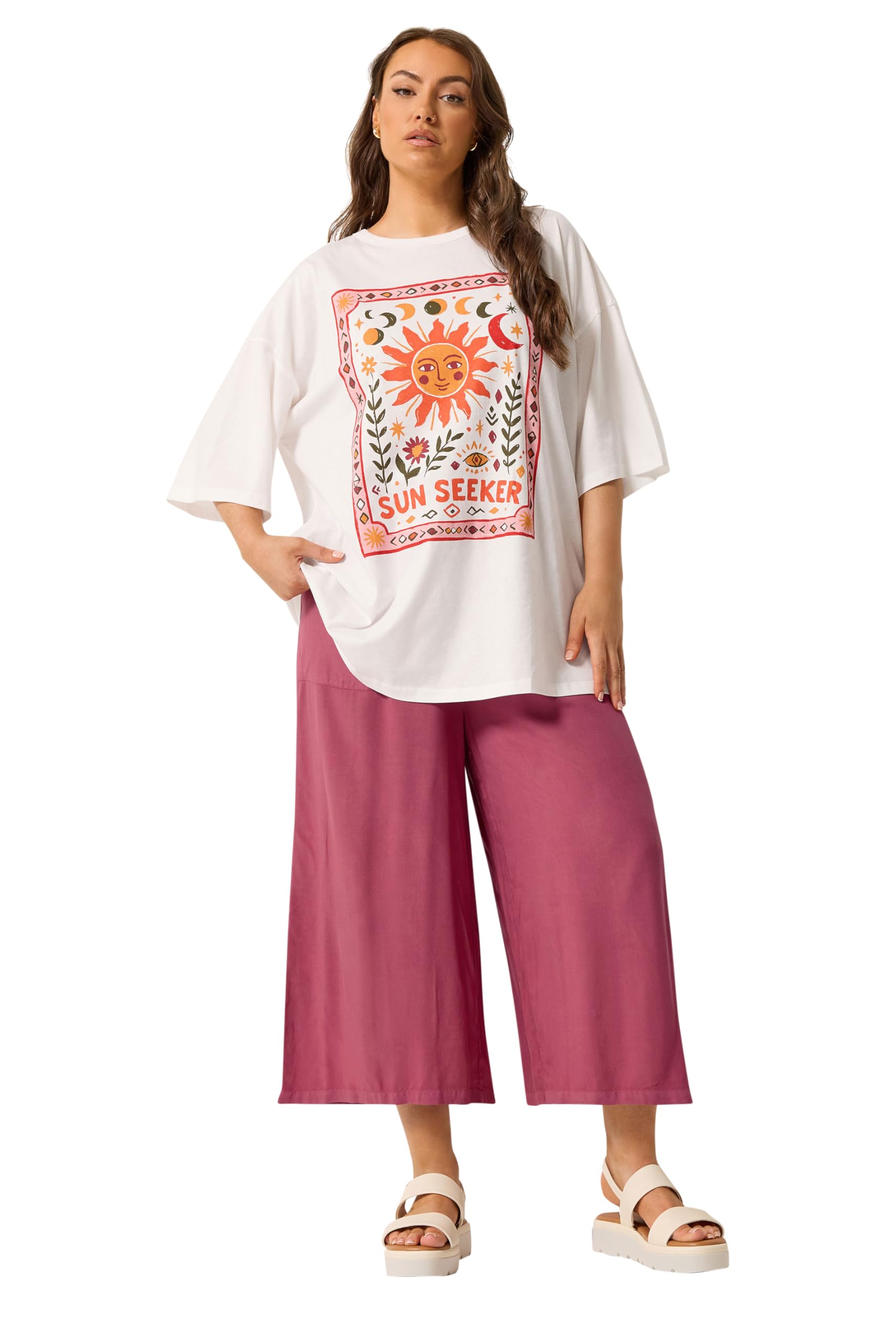 Yours - Women's T-Shirt - Boxy Fit - Size 22-24 - Ivory