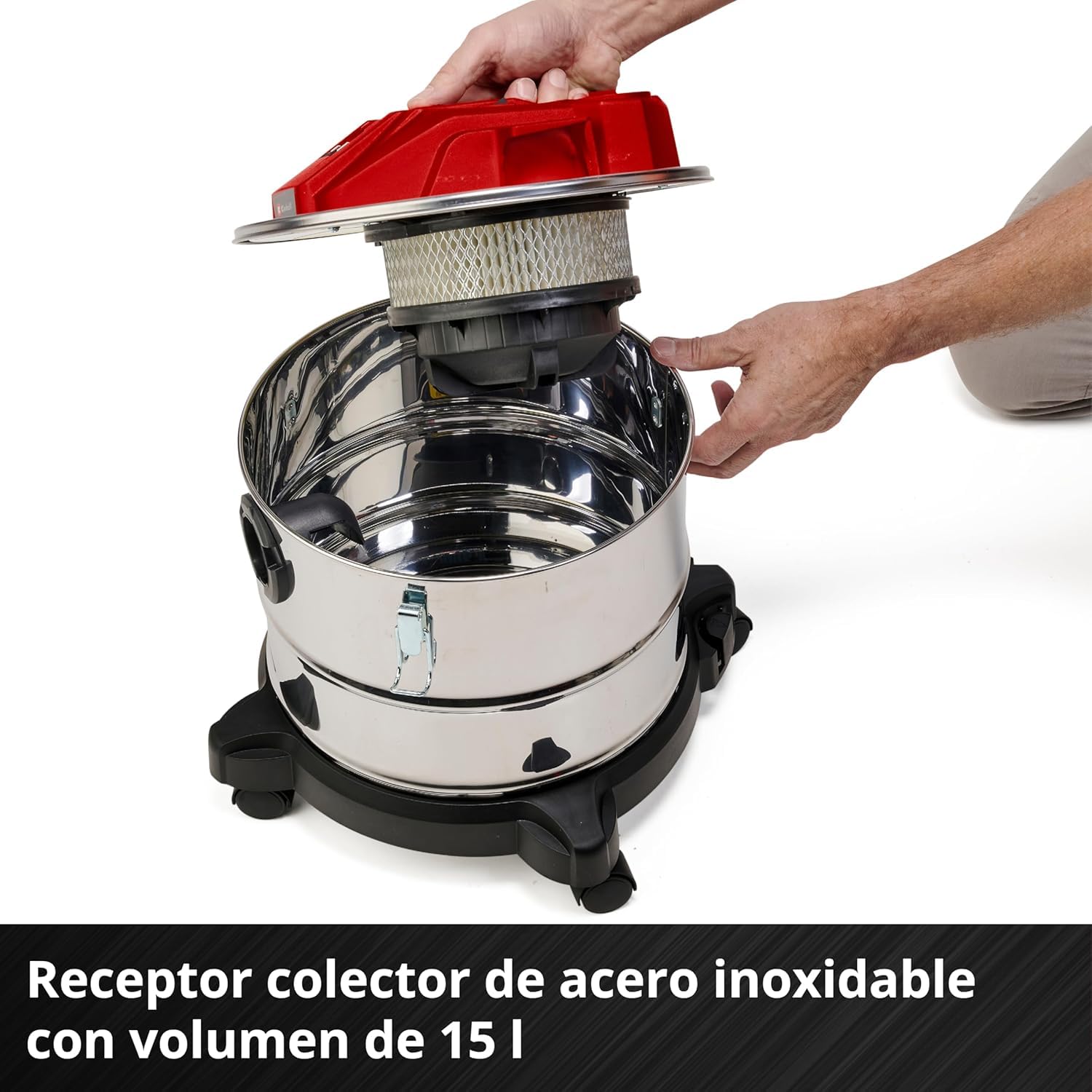 Einhell Aspirador de cenizas inalámbrico - TE-AV 18/15 Li C-Solo PXC. Li-ion, 100 mbar, sistema de limpieza de filtros, recipiente de recogida de 15 L. Suministrado sin batería ni cargador