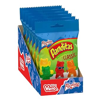 Ricolino Panditas Little Panda Gummy Bears - Strawberry, Lime, Pineapple & Orange Candy - Classic Flavor, 4.4oz 6 bags