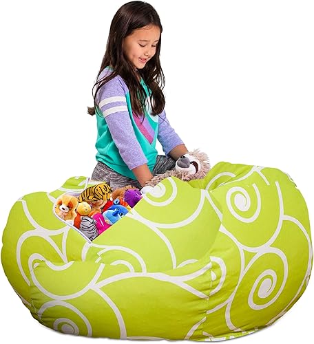 Miniatura 36 de Posh Funda de Silla Puf Rellenable para Almacenamiento de Animales de Peluche para Niños - Organizador de Juguetes Infantiles, Grande-38 - Lona