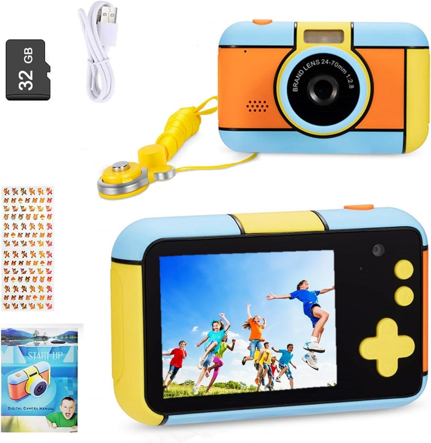 Kids Camara 24MP 1080P FHD Video Camera Gifts for Kid Boys Girls 4-12 Years Selfie Digital Camera for Little Photographer Beginners with 2.4” IPS Screen, 32G Card, Zoom, Filters & Frames