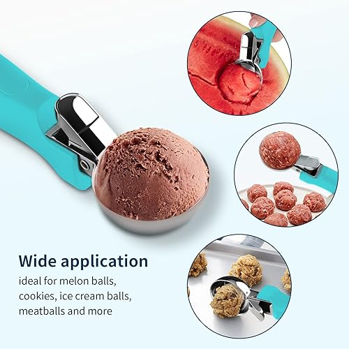 Miniatura 6 de Cuchara de helado, cuchara grande para galletas con mango ergonómico de agarre suave, cuchara multifuncional resistente para hornear, para helados,