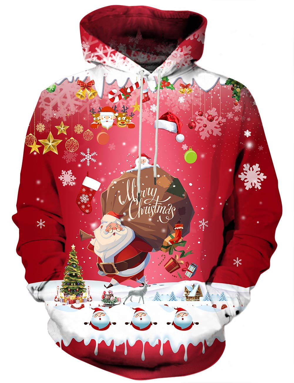 Unisex 3D Novelty Hoodies for Men Women Cool Graphic Pullover Sweatshirts with Pockets-Hxh-red-Small