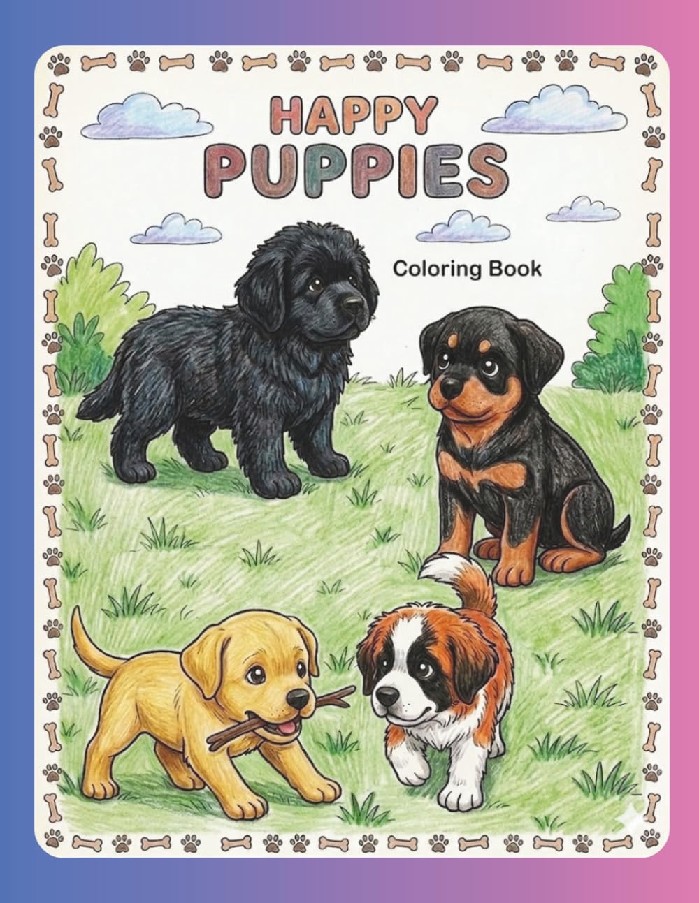 Happy Puppies: Coloring Book