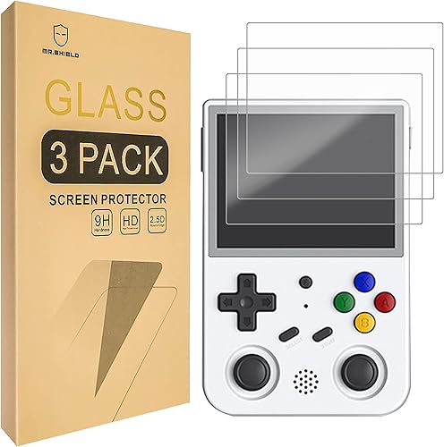 Mr.Shield Protector de pantalla para Anbernic RG353V RG353VS vidrio templado 3 unidades vidrio japonés con dureza 9H protector de pantalla